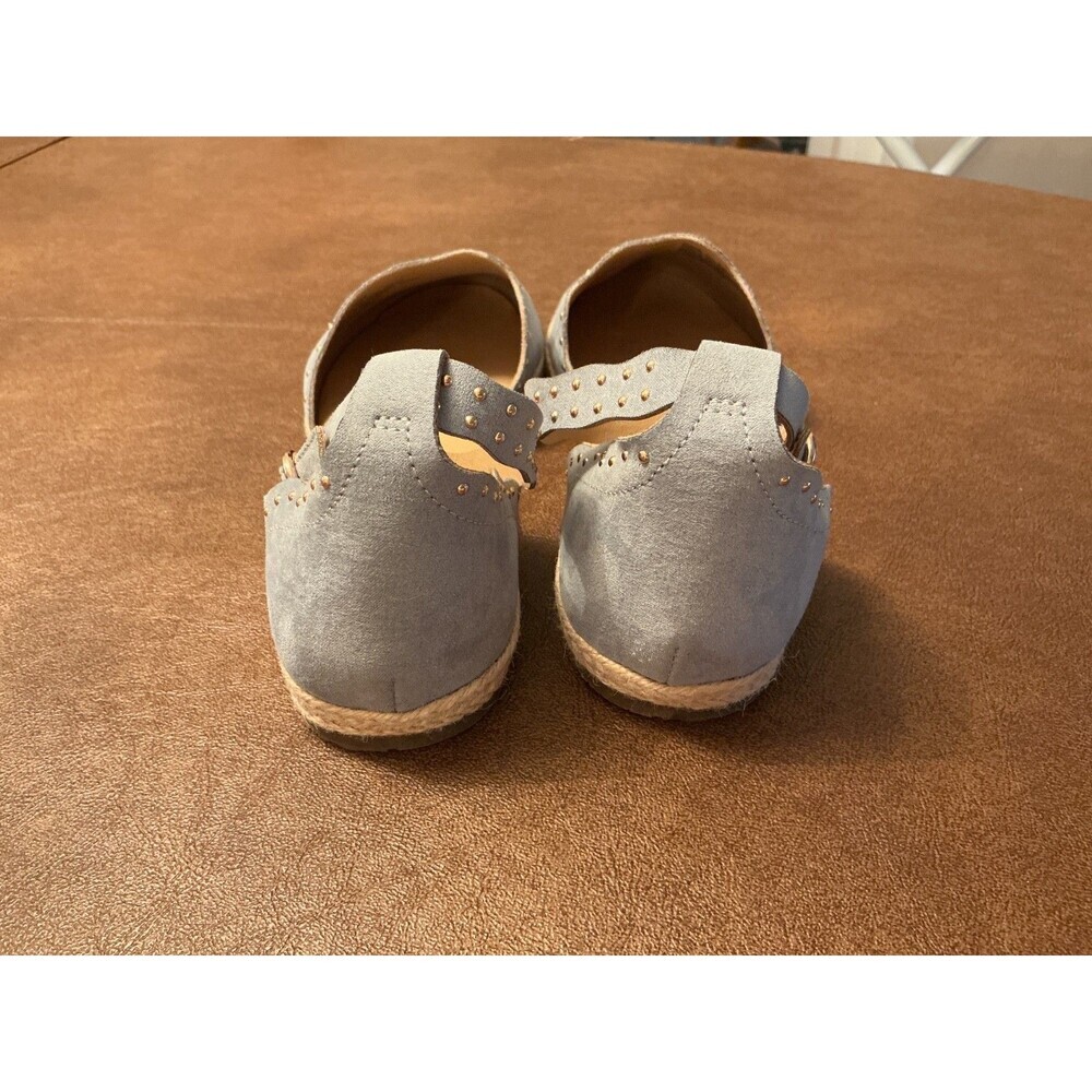 Lauren Conrad Women’s Ankle Strap Flats Sky Blue Gold Stud decor shoes Sz 7 - Picture 4 of 12